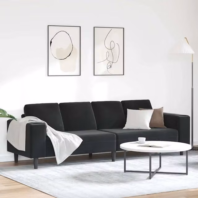 Divano per Soggiorno-Sofa da Soggiorno-Divanetto Nero 250 x 77 x 76 cm