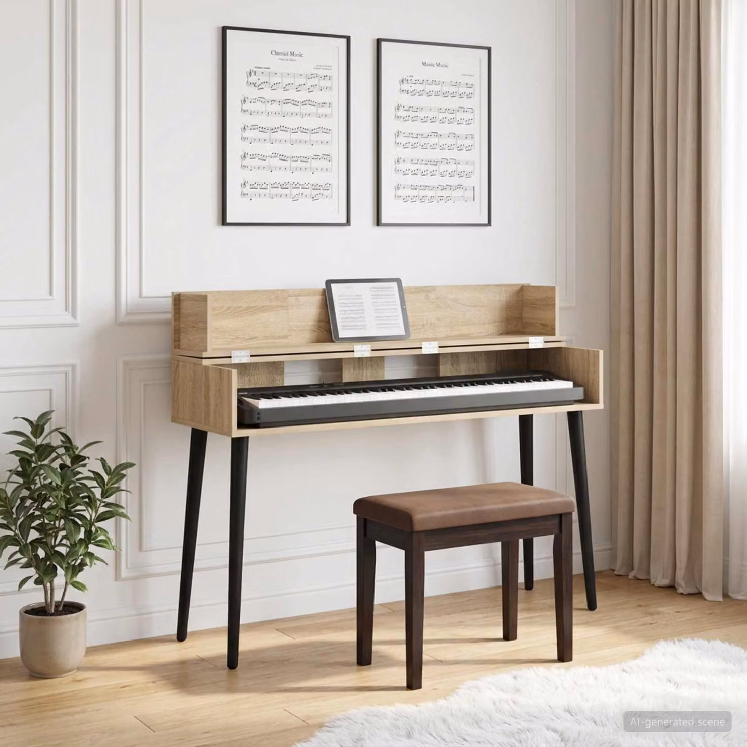 Scrivania da studio moderna vidaXL in rovere color marrone L: 152 cm, P: 40 cm, H: 19,5 cm