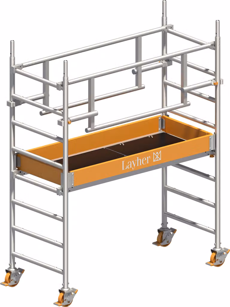 Ponteggio mobile Layher Uni Leicht P2 Safety Plus con doppia ringhiera 3,11 m AH