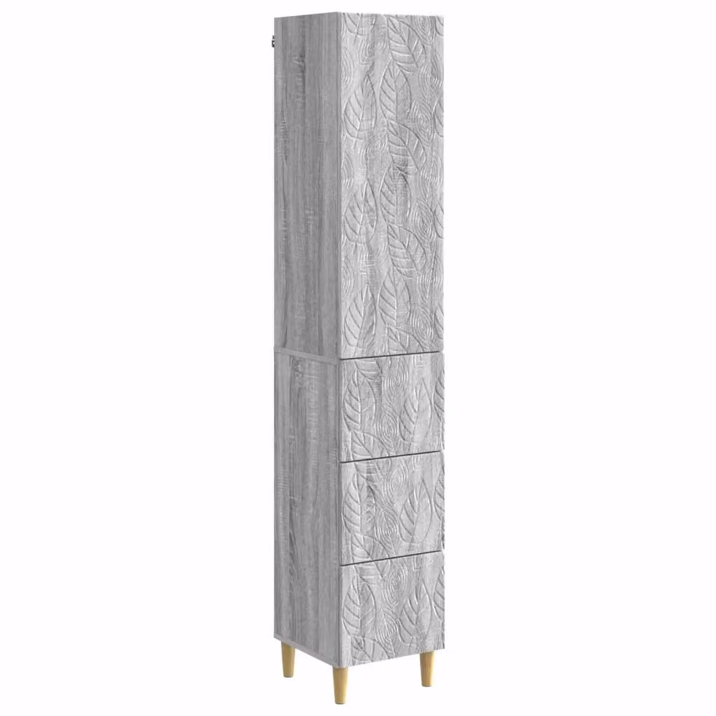 Set di 2 armadi a muro vidaXL in MDF grigio lucido con ante a battente e cassetti, L/P/H: 34,5 x 33 x 90 cm – 2