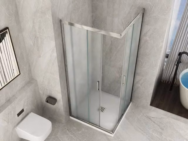 Box doccia Cristallo 6 mm OPACO apertura Angolare Scorrevole Reversibile - Misura: 75 x 100 x h190 cm