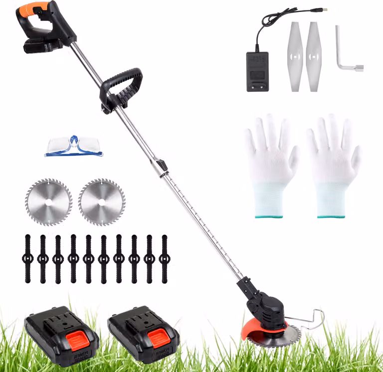 Tagliaerba elettrico Clanmacy con 2 batterie da 21V 1500ma e caricabatterie 18 krpm