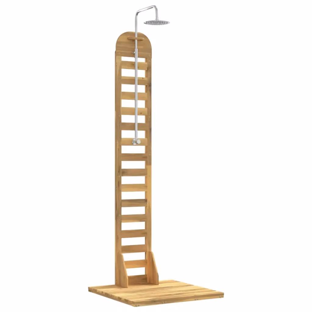 Doccia da esterno Videx in legno e acciaio inossidabile, colore bianco, L: 225 cm – 2