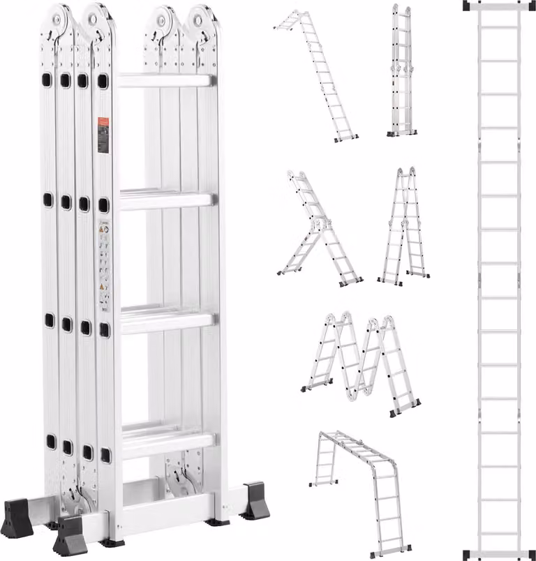 SucceBuy scala pieghevole 7 in 1 a 4 gradini alta 15,5 piedi