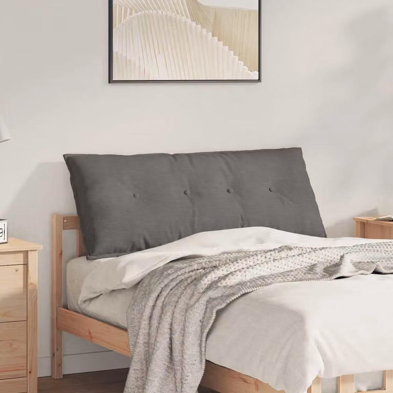 Cuscino per schiena vidaXL in velluto a coste grigio, L 120 cm x P 50 cm