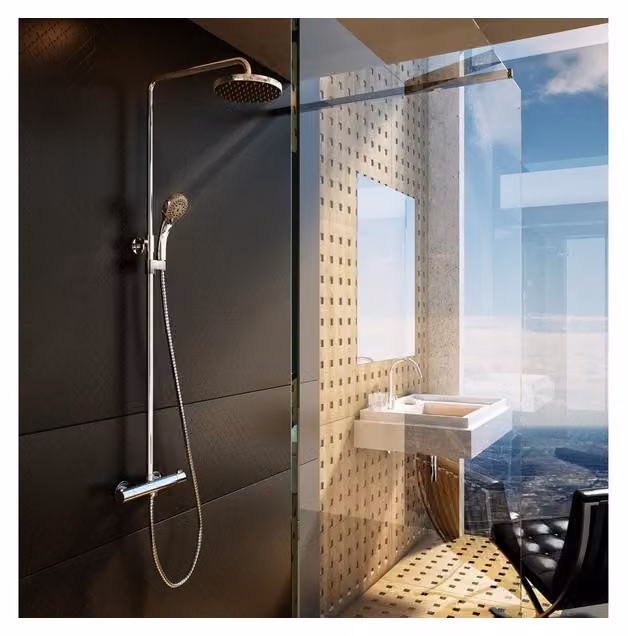 Colonna doccia Ravak Termo 100 TE 091.00CR con miscelatore termostatico, scorrevole, con set doccia,
