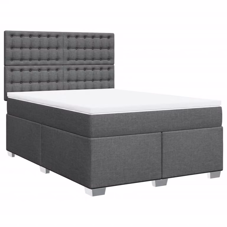 Giroletto a Molle con Materasso Grigio Scuro 140x200cm Tessuto