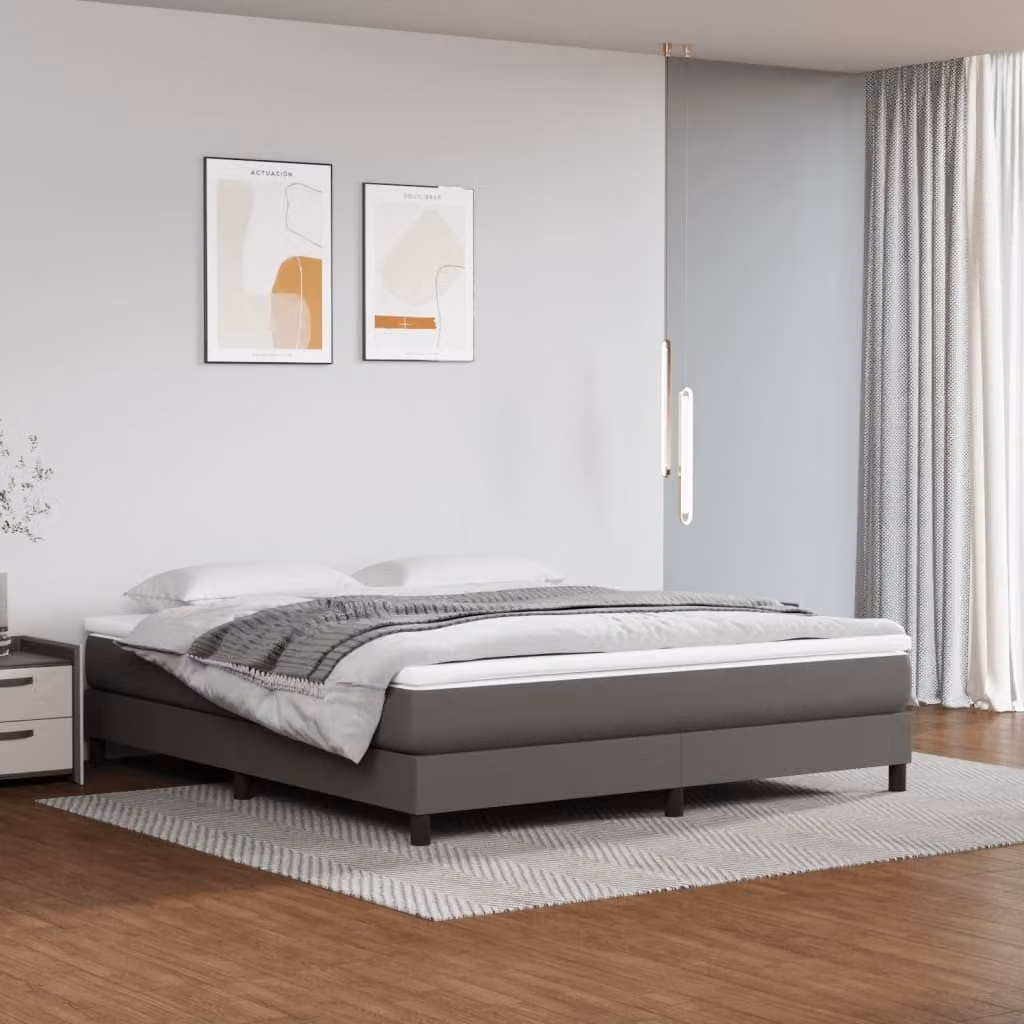 The Living Store Materasso a molle insacchettate grigio 160x200x20 cm in Pelle finta