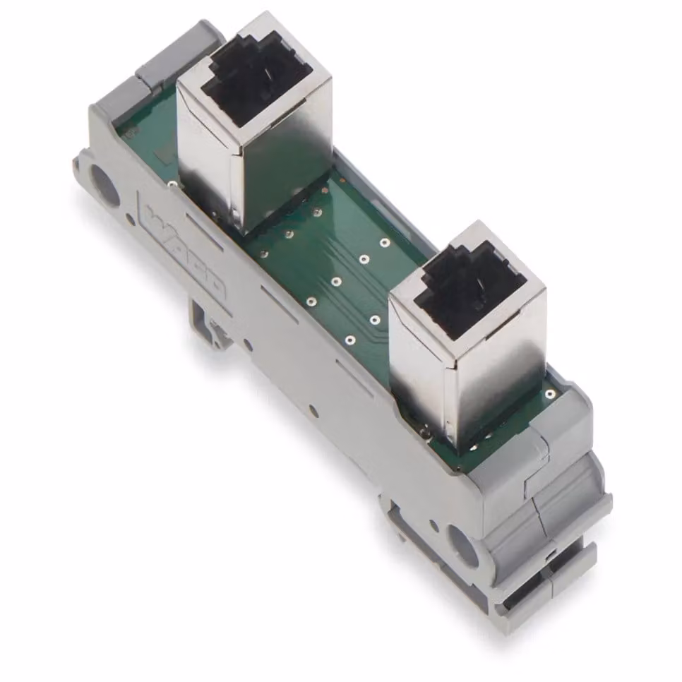 Modulo di interfaccia WAGO; RJ-45; con contatti di alimentazione cross-over, modello 289-177