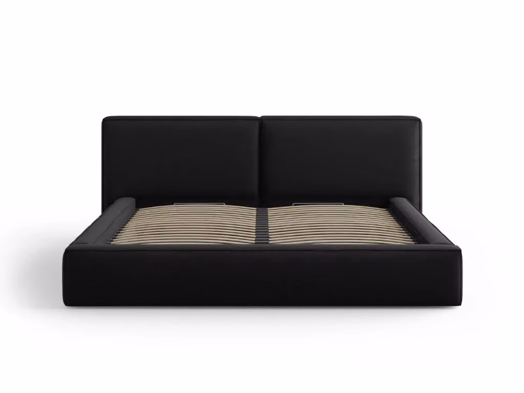 Letto con cassettone e testiera doppia Arendal di Cosmopolitan Design in tessuto nero L/P/H: 200 x 228 x 132 cm – 2