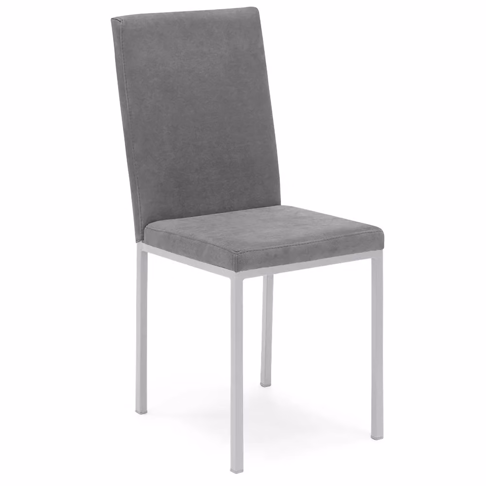 Set di 2 sedie imbottite Redokasa LICYA PLUS in tessuto scamosciato grigio con struttura in metallo bianco opaco, design moderno per sala da pranzo, soggiorno o ufficio – 2