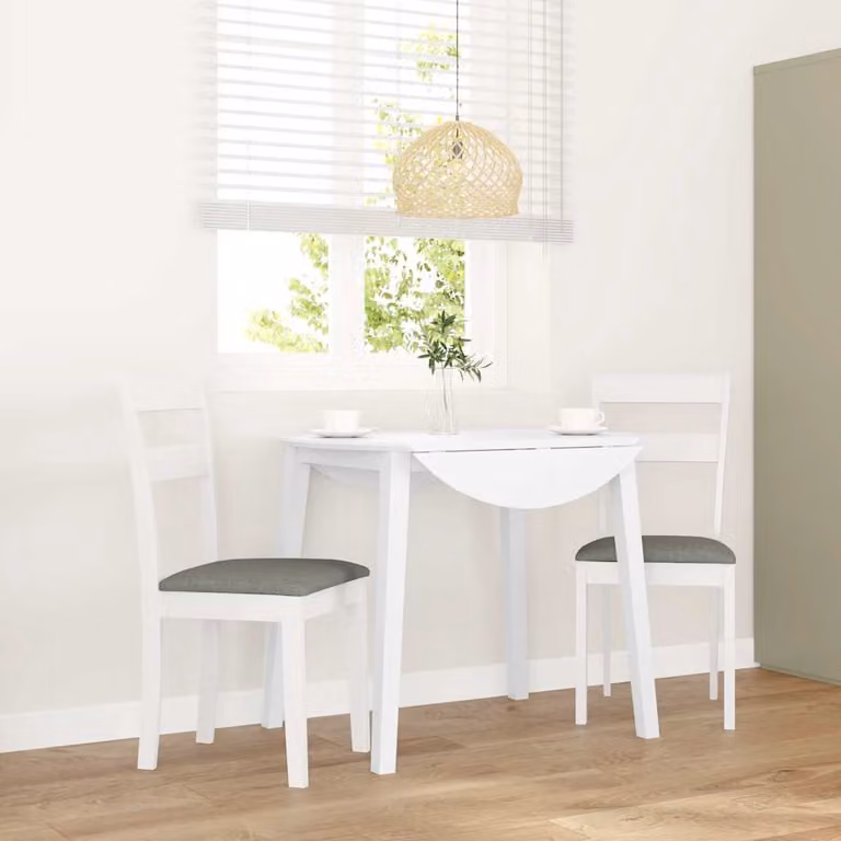 Set di 2 sedie da pranzo con cuscini vidaXL in legno di Hevea bianco e grigio con stile scandinavo