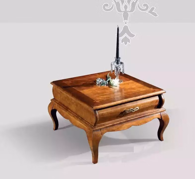 Klassischer Wohnzimmer Couchtisch Schublade Holzmöbel Stil Design
