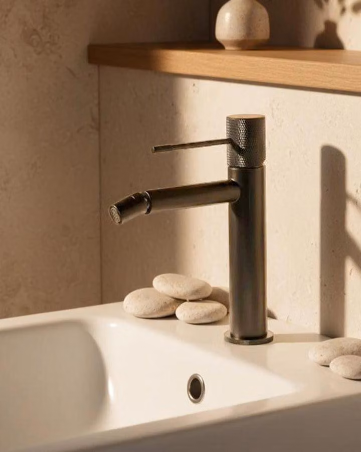 Rubinetto bidet senza scarico in ottone grigio metallico Melin