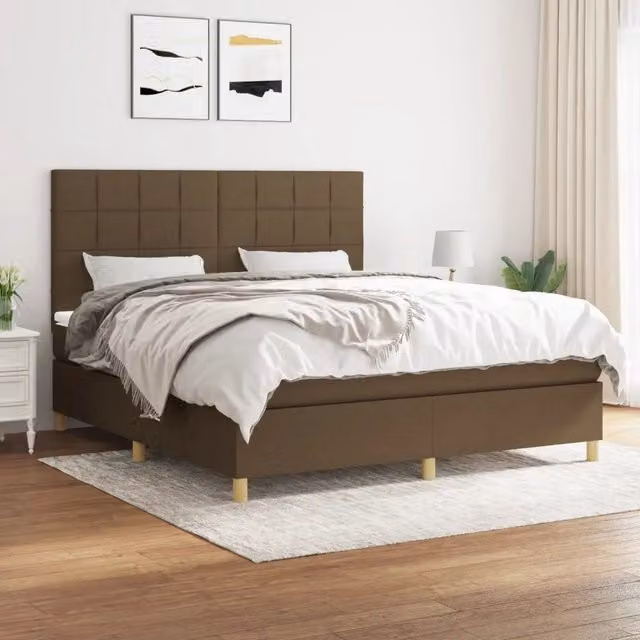 Letto Ibrido con Giroletto a Molle e Materasso vidaXL, Marrone e Bianco, L/P/H: 160 x 200 x 128 cm