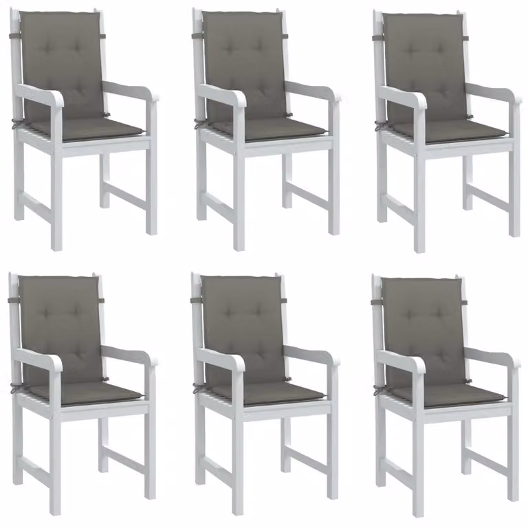 Set di 6 cuscini per sedia vidaXL in poliestere grigio mélange, antiscivolo e resistente ai raggi UV, L: 100 cm, P: 50 cm, H: 4 cm