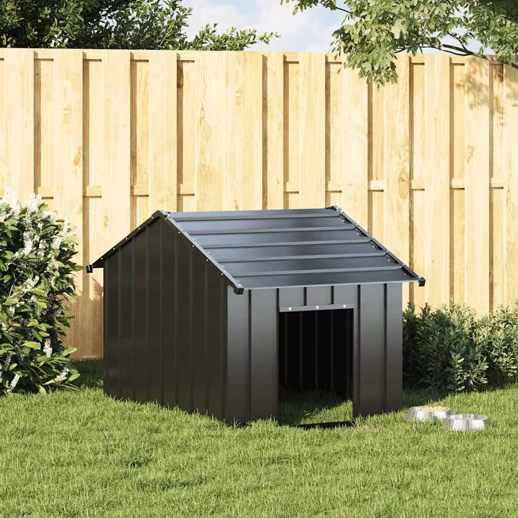 vidaXL Casetta per Cani con Tetto 83x130x85 cm Acciaio Zincato