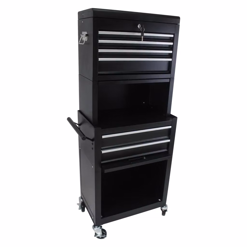 Carrello portautensili WISHDOR in acciaio nero con 6 cassetti e armadietto inferiore removibile con ruote e freno – 2