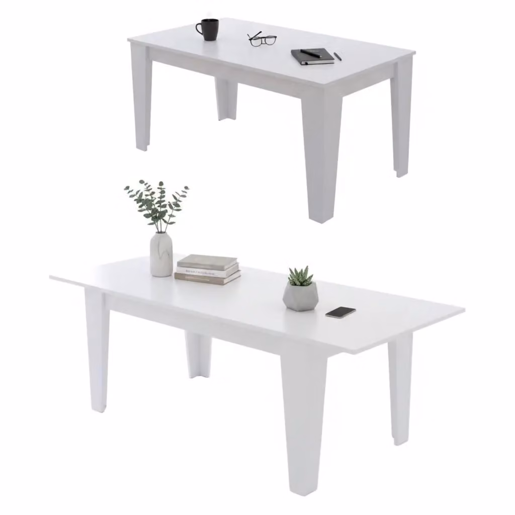 Tavolo allungabile Sassetta DMORA bianco moderno per cucina e soggiorno L: 220 cm, P: 88 cm, H: 78 cm – 2