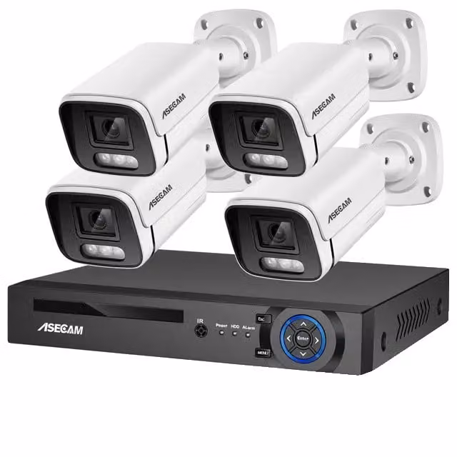 Sistema di telecamere di sicurezza, risoluzione 8MP, capacità di visione notturna, 1T, 4CH NVR e 4 telecamere