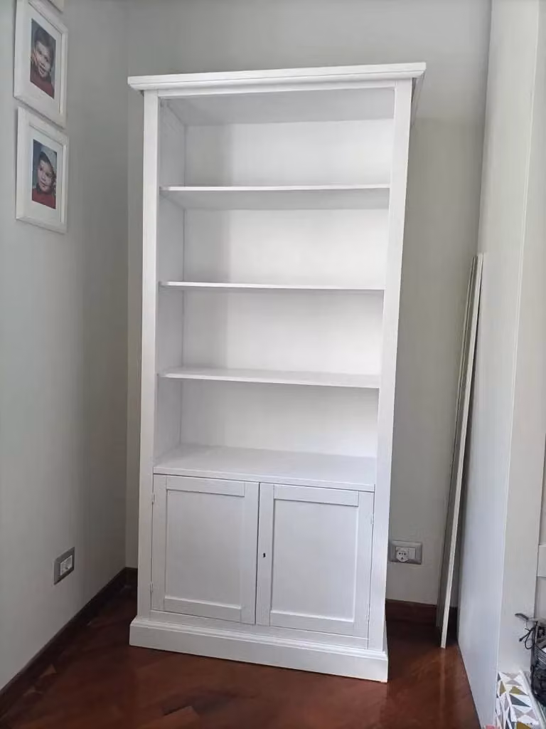 Libreria a 2 ante in legno stile arte povera bianca Mobili 2G L: 90 cm, P: 40 cm, H: 186 cm – 2