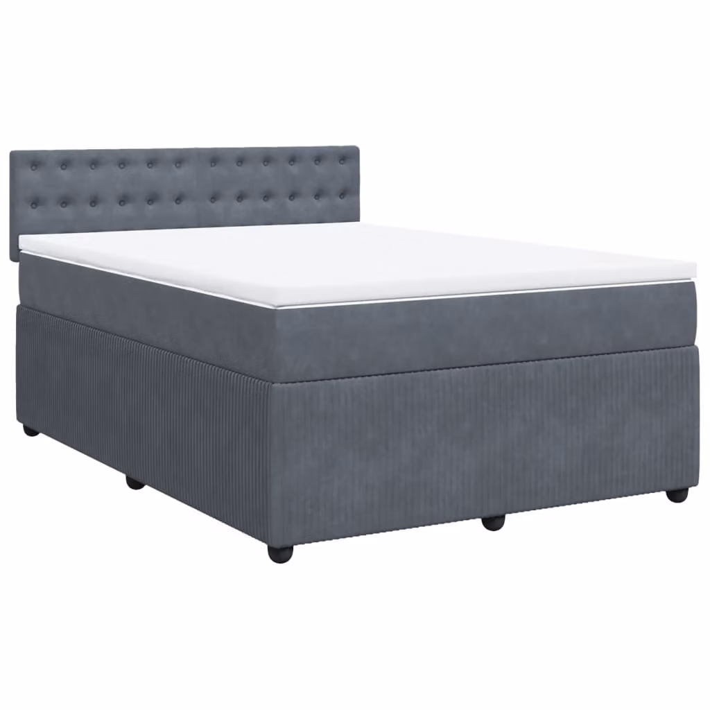 Giroletto a Molle con Materasso Grigio Scuro 160x200 cm Velluto