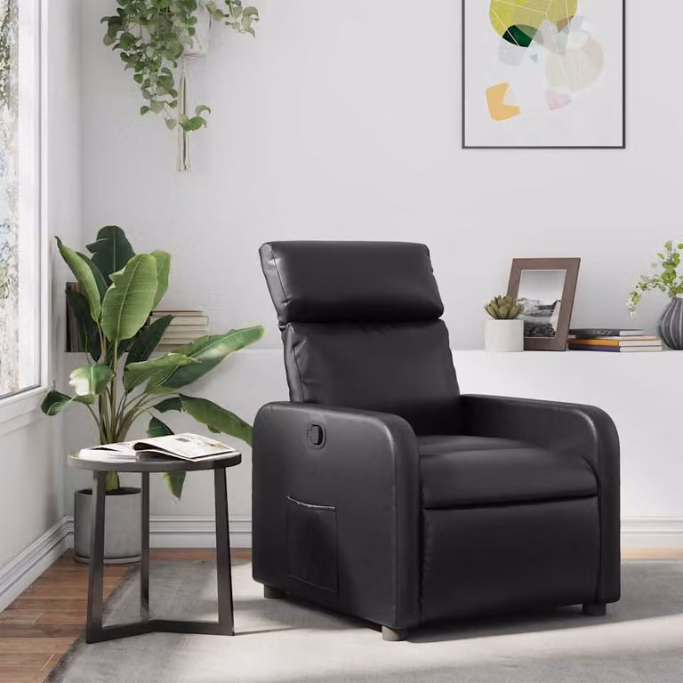 Poltrona Reclinabile Relax vidaXL in Similpelle Nera con Braccioli e Reclinazione Manuale