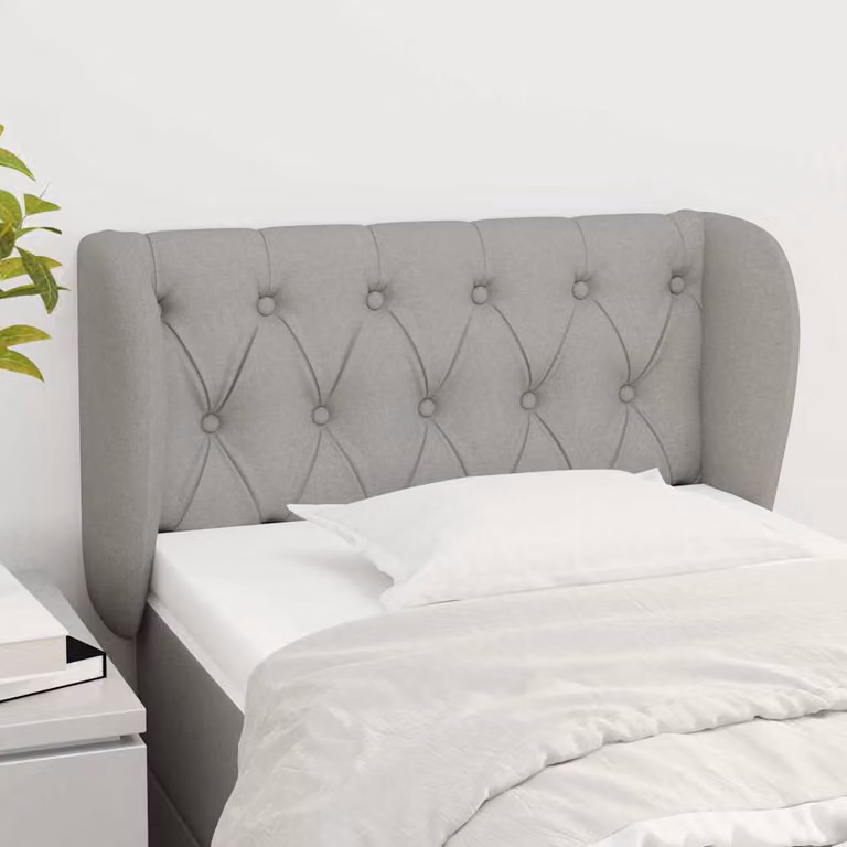Testiera ad orecchio vidaXL in tessuto grigio chiaro con struttura in legno L: 83 cm, P: 23 cm, H: 78-88 cm