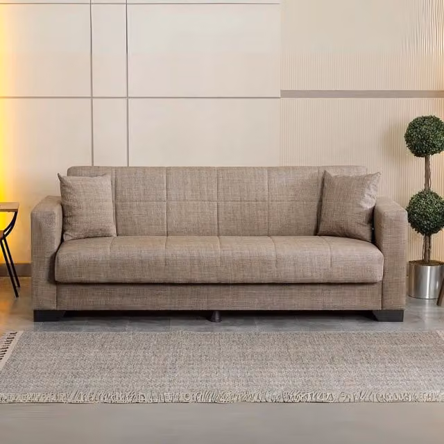Divano letto Moon con contenitore colore Camel 213x81x83H