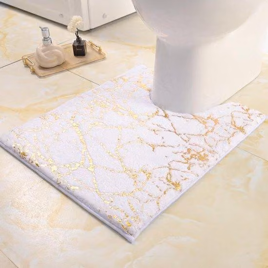 Tappetino da bagno antiscivolo, tappetino per WC con bordi rialzati, tappetino da bagno bianco, accessorio da bagno tappetino da bagno in morbida microfibra assorbente 50x50 cm