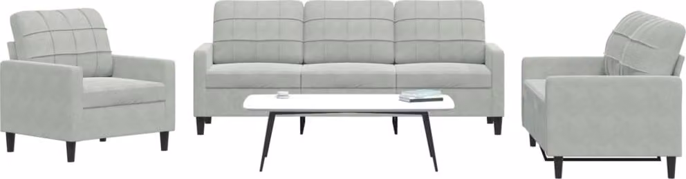 Maison Exclusive - Set divano a 3 posti con cuscini in velluto grigio chiaro