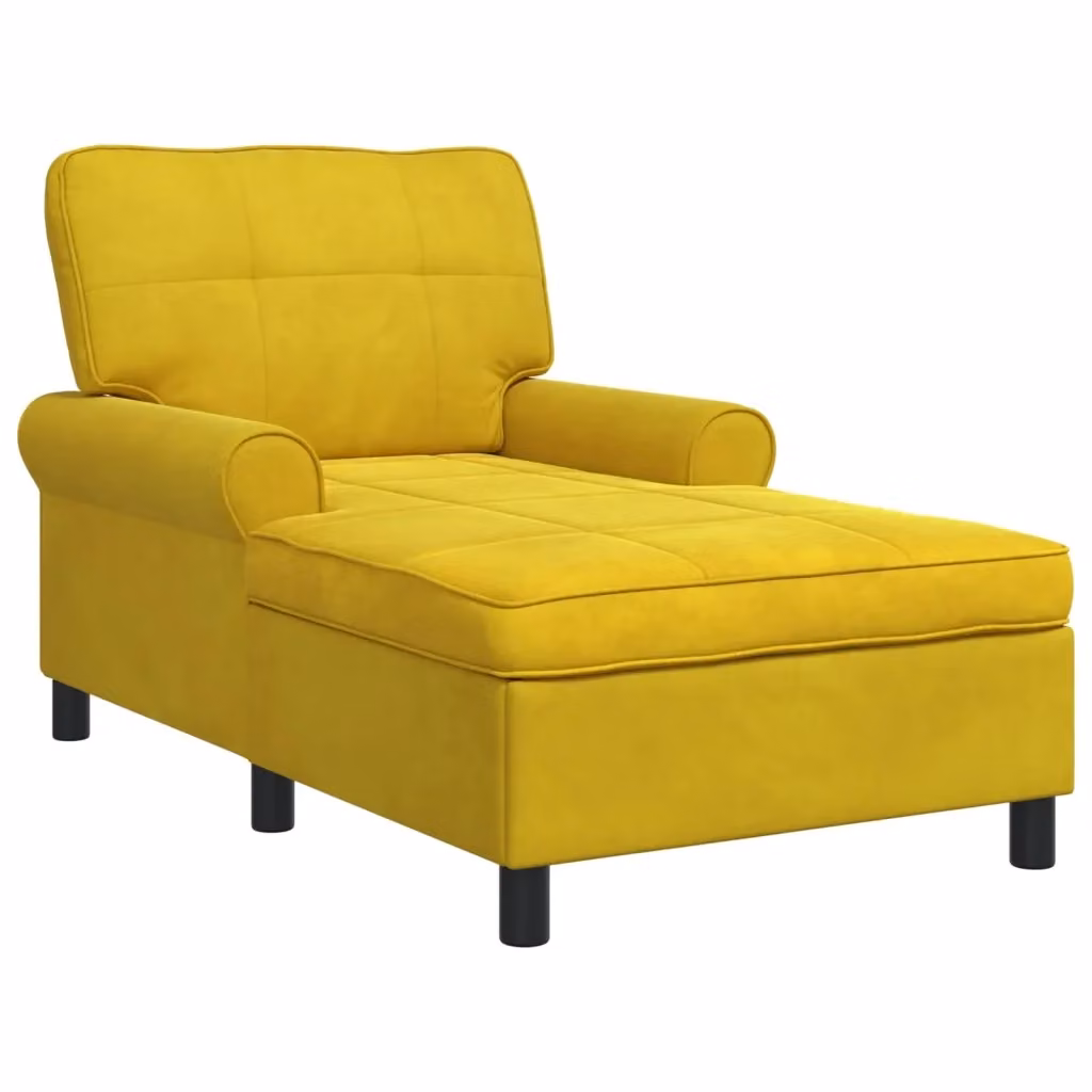 vidaXL Chaise Lounge Moderna in Velluto Giallo con Cuscini, L/P/H: 91 x 157 x 91 cm – 2