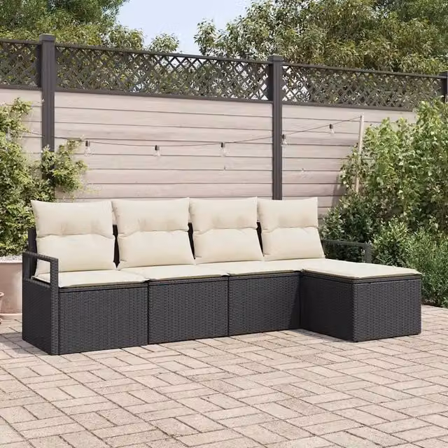 Set di divani 5 pz Nero polyrattan 3346337