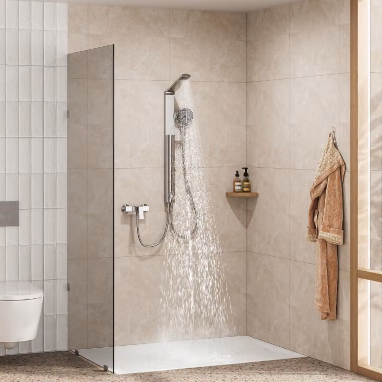 HOROW RainFlexi S1 Set doccia Regendusche, sistema doccia con pannello cromato e grande soffione, sistema doccia pieghevole, set doccia con altezza regolabile, senza miscelatore
