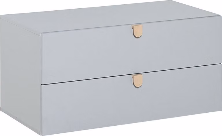 Calicosy - Comò Grigio 2 Cassetti con Maniglie in Legno - Stige