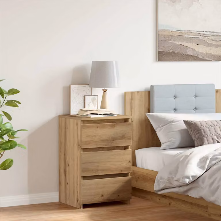 Comodino sospeso vidaXL in legno rovere marrone stile scandinavo L 40 cm, P 35 cm, H 62,5 cm