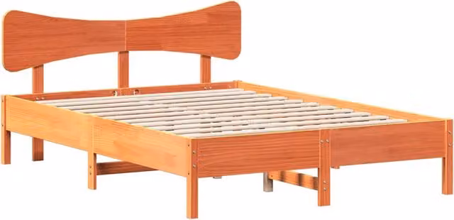 Letto matrimoniale in legno di pino marrone cera con doghe fisse L/P/H: 120 x 200 cm