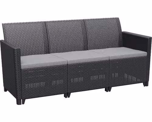Divano da giardino in rattan a tre posti Allibert CLAIRE 3 SEATERS SOFA graphite