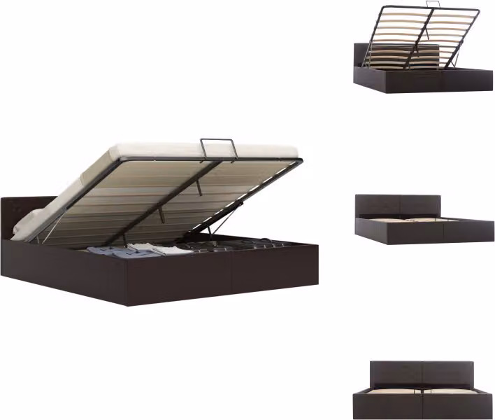 vidaXL Letto contenitore idraulico in Pelle finta grigio 160×200cm - Letti e strutture letto