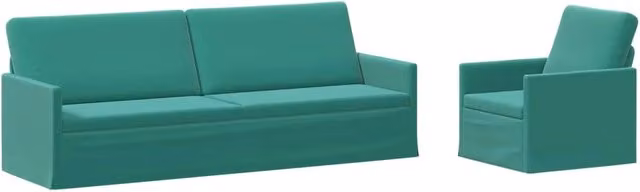 Set di 2 divani moderni vidaXL in velluto turchese con struttura in metallo