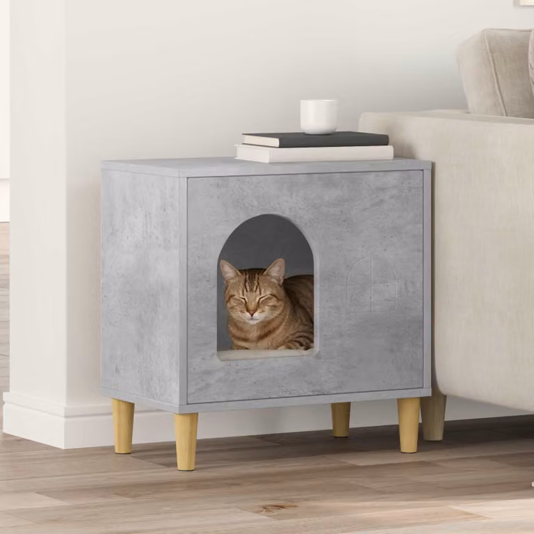 Casa per gatti vidaXL in legno MDF, colore grigio, L 51 cm x P 30 cm x H 52 cm
