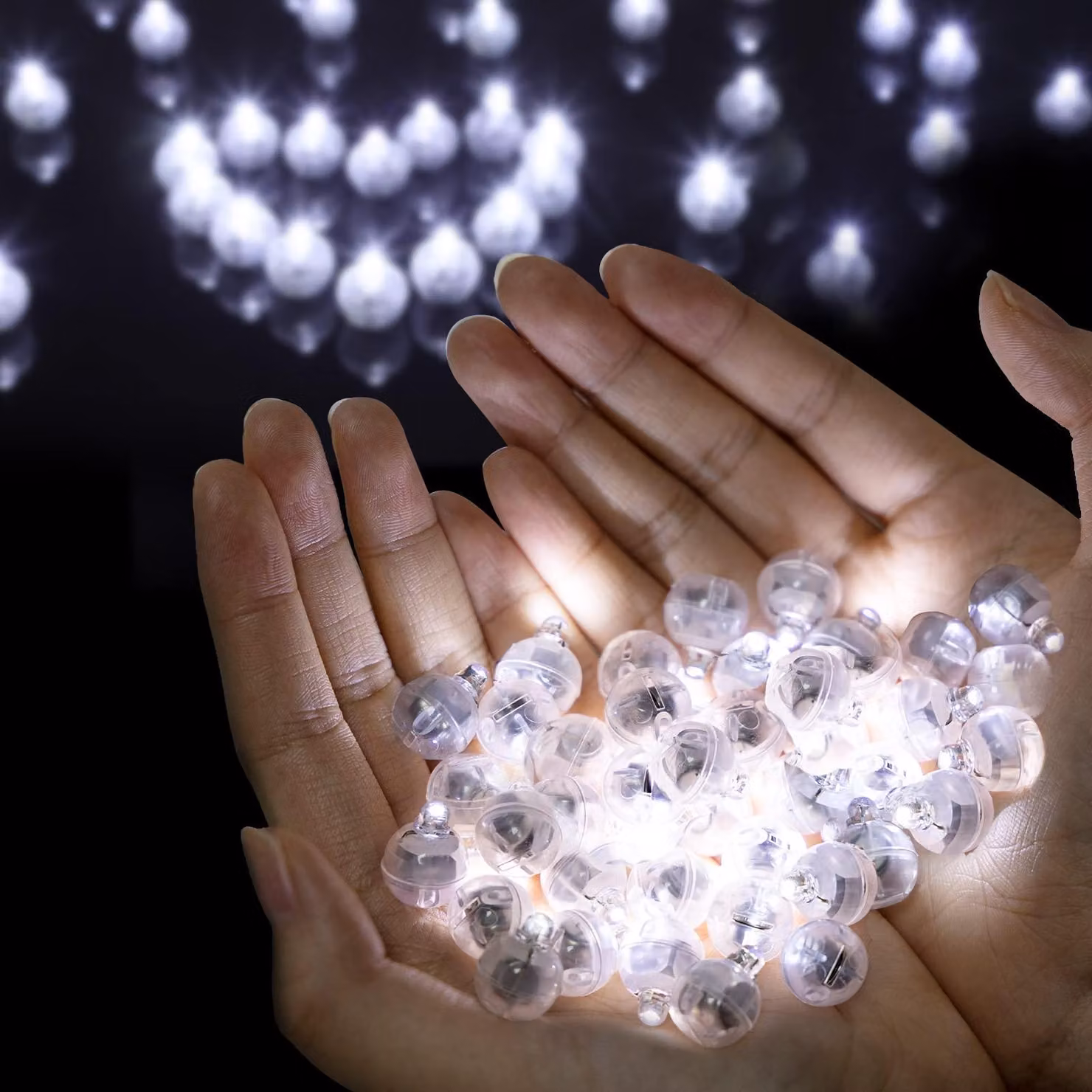100 mini luci a LED a forma di palloncino, multicolore e lampeggianti, per lanterne di carta, colore bianco