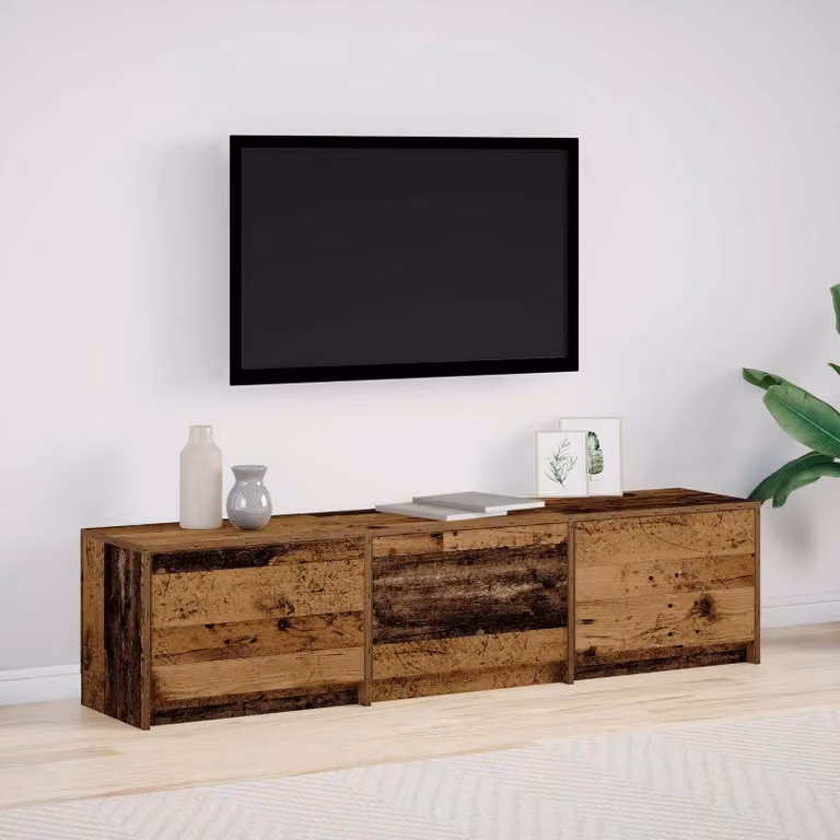 Mobile TV moderno vidaXL in legno ingegnerizzato e MDF, marrone e grigio, con illuminazione integrata, H 165,0 x L 40,0 x P 34,0 cm