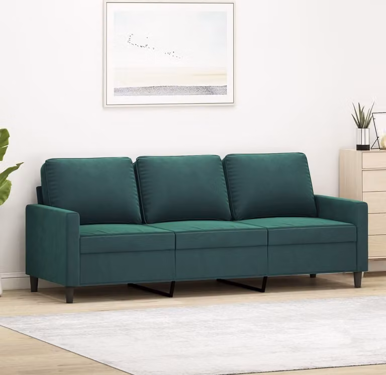Divano esclusivo, 3 posti, verde scuro, 180 cm, in velluto