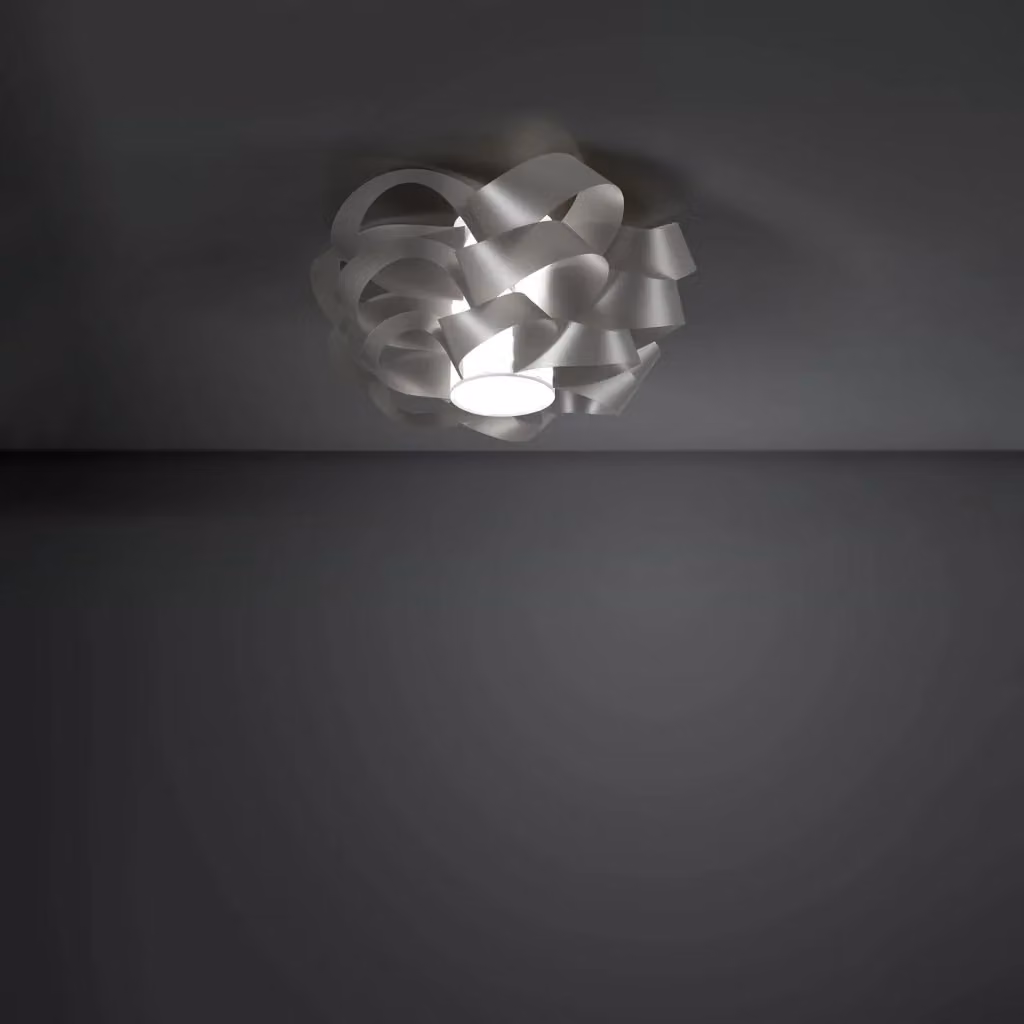 Plafoniera Moderna Cloud Linea Zero Polilux Argento con 1 Luce E27, Diametro: 60 cm – 2