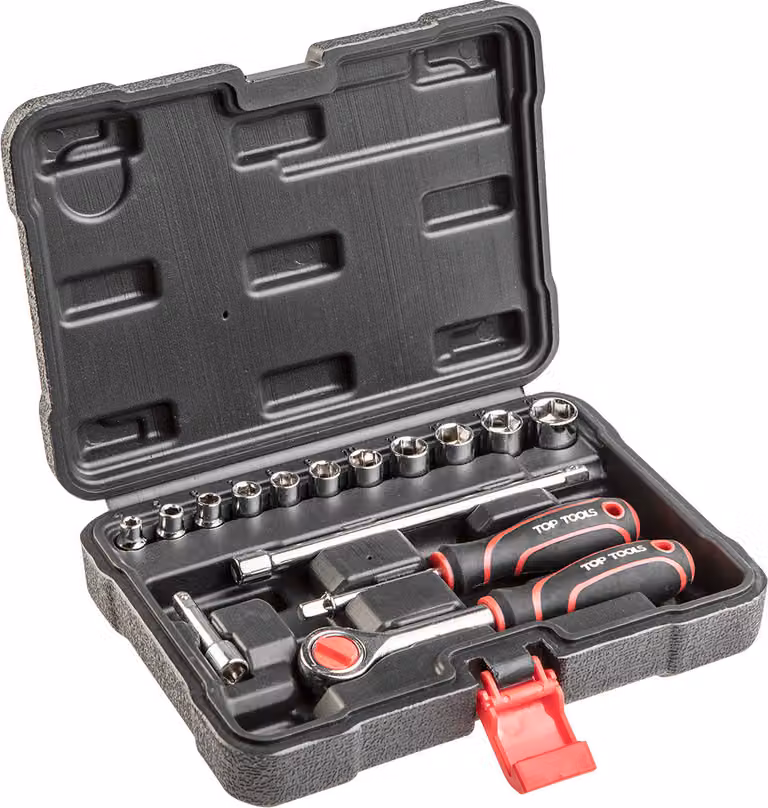 TOP TOOLS Set di chiavi a bussola da 1/4 di pollice 15 pz