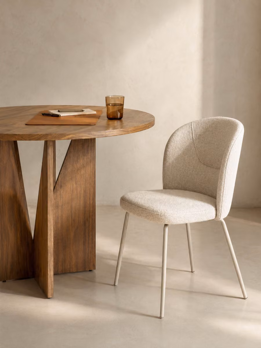 Set di 2 sedie Beiz rivestite in tessuto beige con struttura in metallo nero Kenay Home – 2