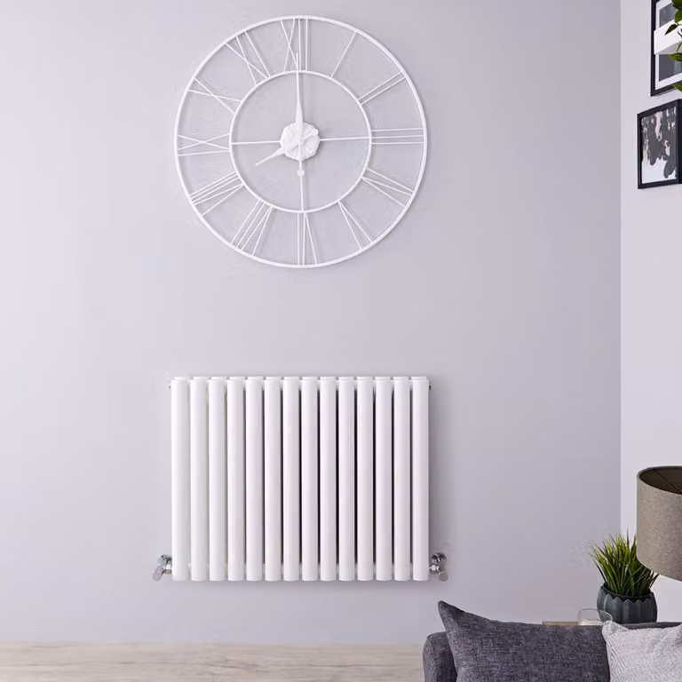 Radiatore Orizzontale Doppio di Design Bianco 635x826mm 1030W Termosifone - Revive