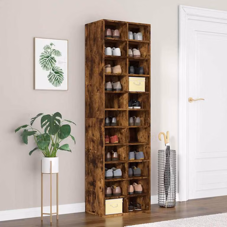 Scarpiera moderna vidaXL in legno Rovere Fumo, L: 54 cm, P: 34 cm, H: 183 cm