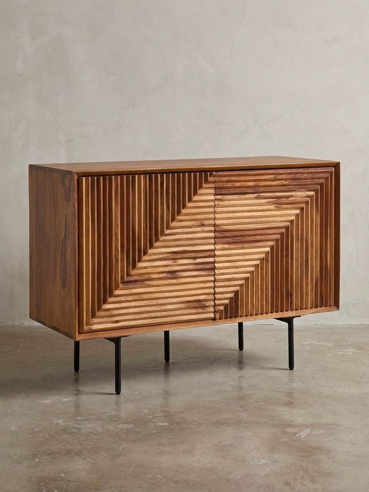 Credenza 3D "Harmony" con dettagli in metallo e ampio spazio contenitivo, elegante design in legno. 100x40x71 cm | Kadima Design